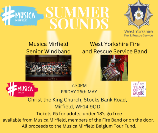 Musica Mirfield with the West Yorkshire Fire and Rescue Band